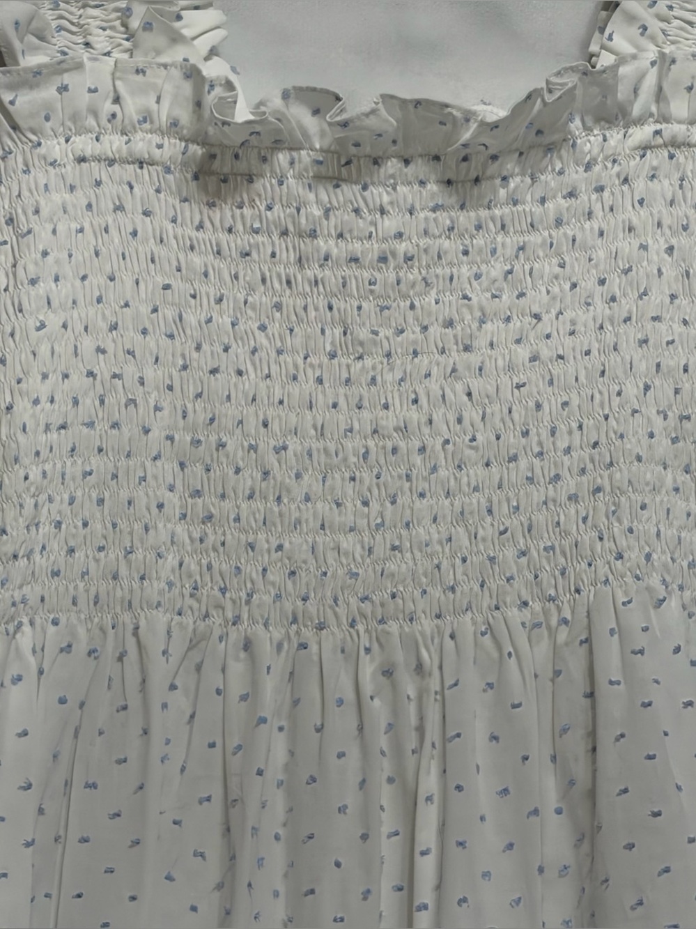 Hill House Napi White Dress With Blue Swiss Dots Women Medium - Picture 3 of 9